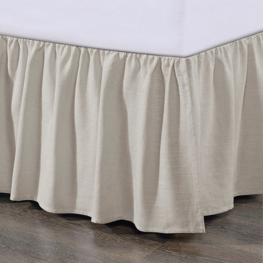 Lily - Queen Washed Linen Gathered Bed Skirt - Light Tan