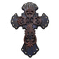Cross - 22" x 15.5" Metal Overlay Studded Cross Wall Décor  - Deep Blue