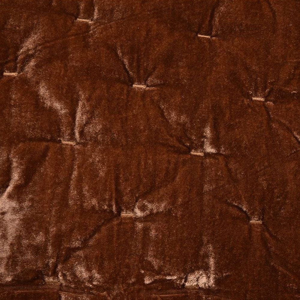 Stella - Twin Faux Silk Velvet Pintuck Quilt - Copper Brown