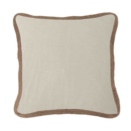 Luna - Washed Linen Jute Trimmed Euro Sham - Light Tan