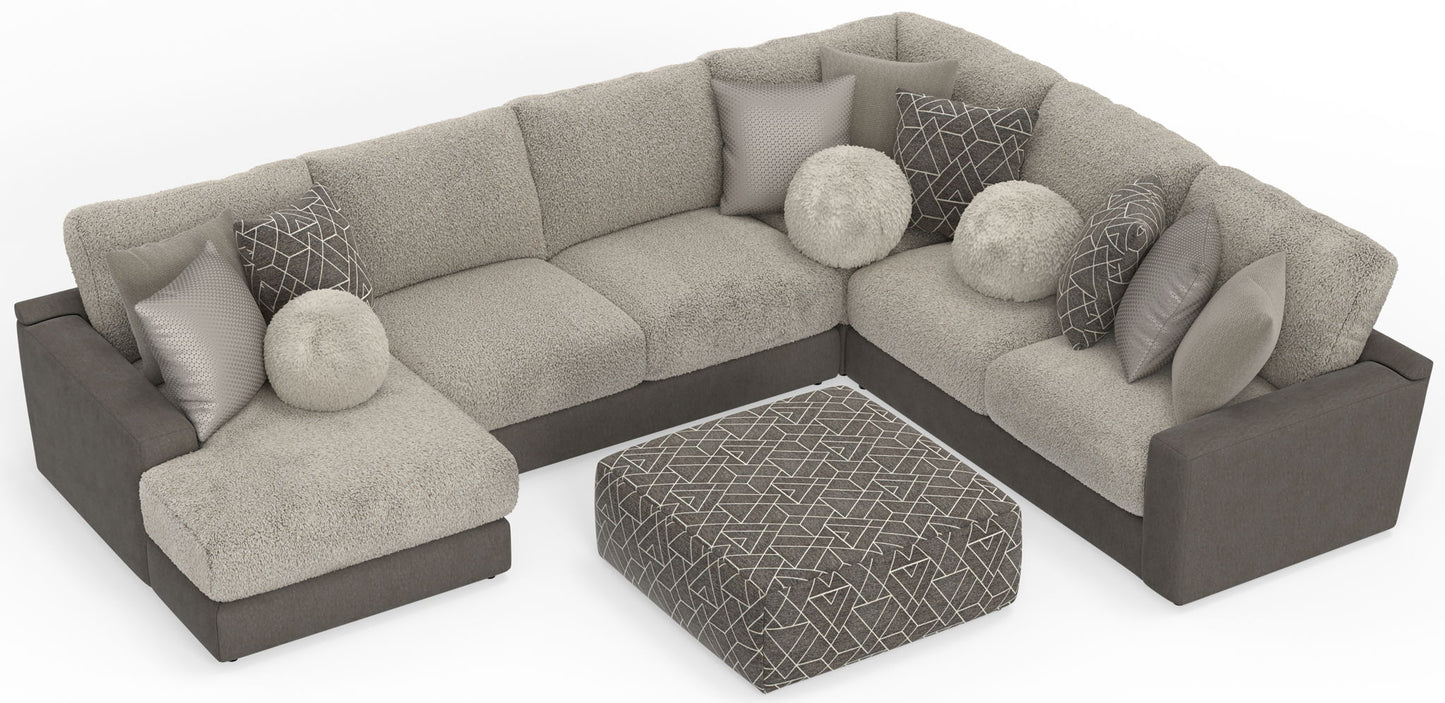 Canyon - 4 Piece Sectional With Cuddler Seat Cushions, Included Accent Pillows And Cocktail Ottoman (Left Side Facing Chaise) - Umber
