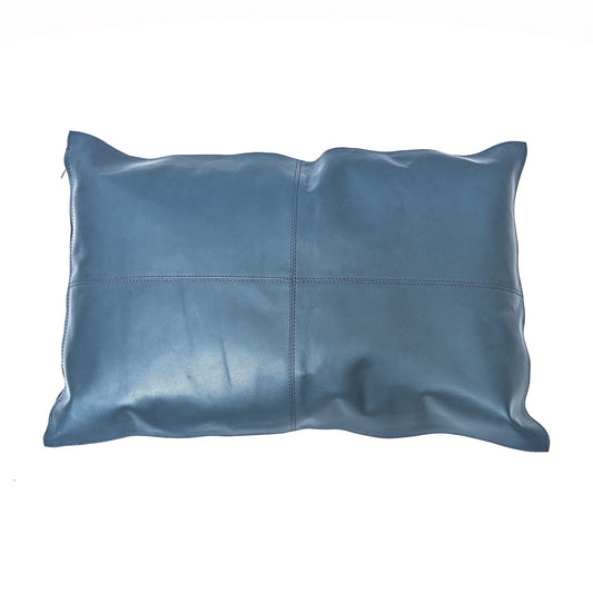 Genuine Leather - Leather Pillow - Blue