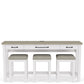 Cora - Workstation (Sofa Table With 3 Stools) - Cloud / Fog