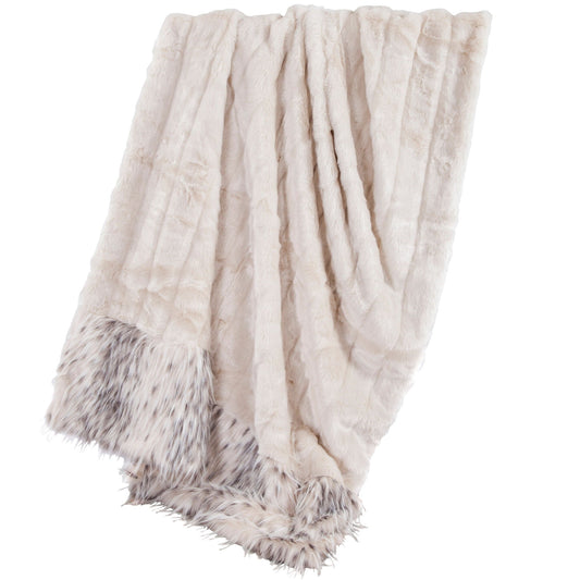 Snow Leopard - Faux Mink & Snow Leopard Oversized Throw Blanket - White