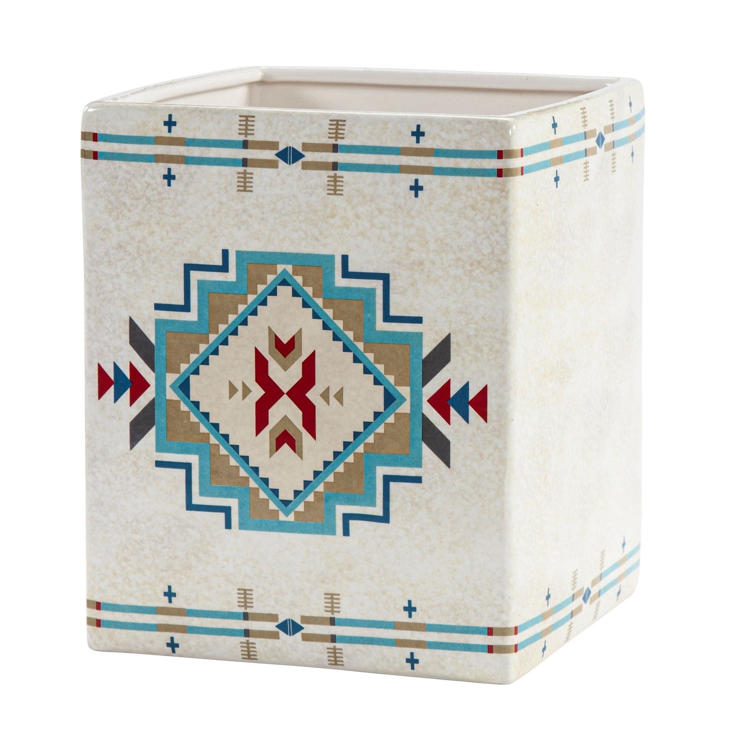 Spirit Valley - Ceramic Wastebasket - Cream / Red / Green