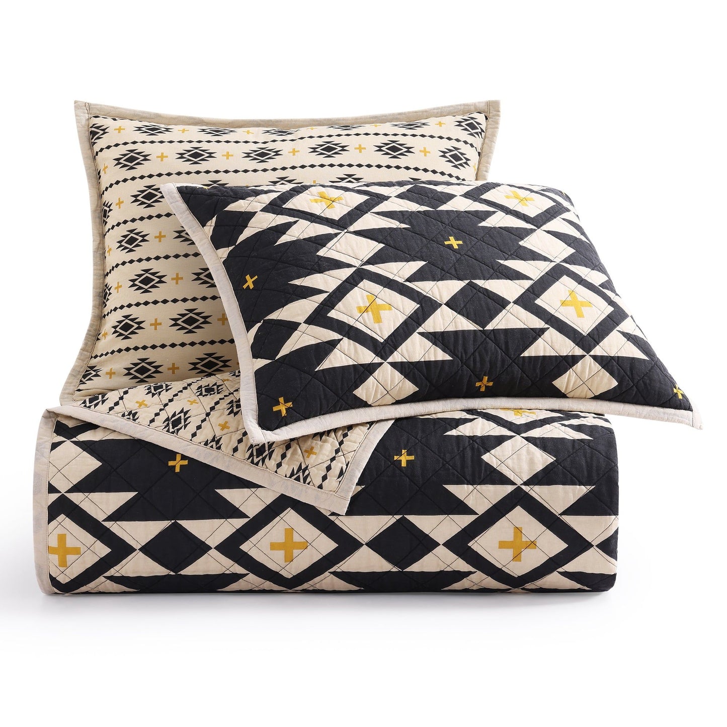 High Desert - Full/Queen Reversible Quilt Set (Set of 3) - Black