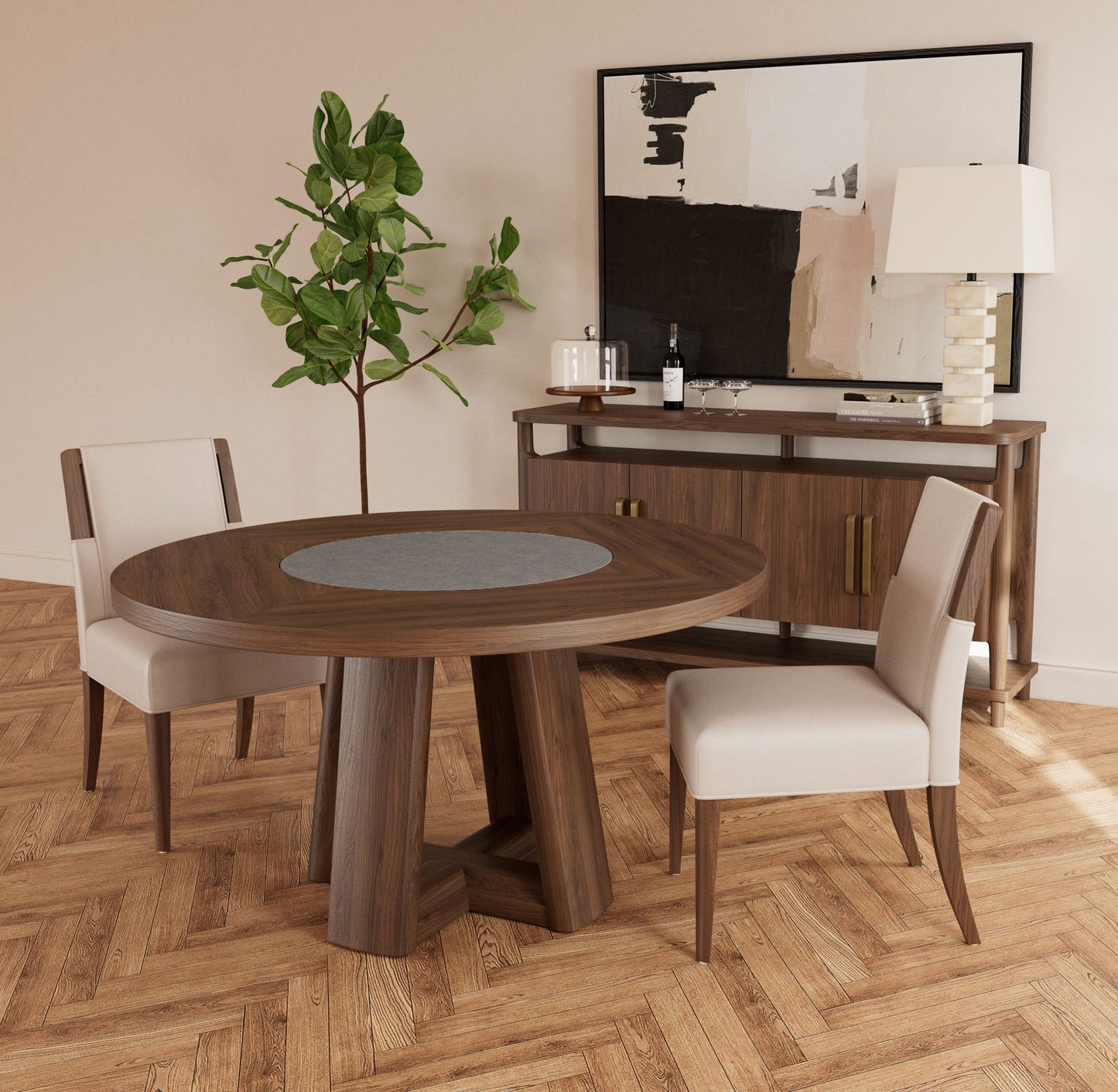 Delia - Upholstered Side Chair (Set of 2) - Nouveau Walnut / Beige