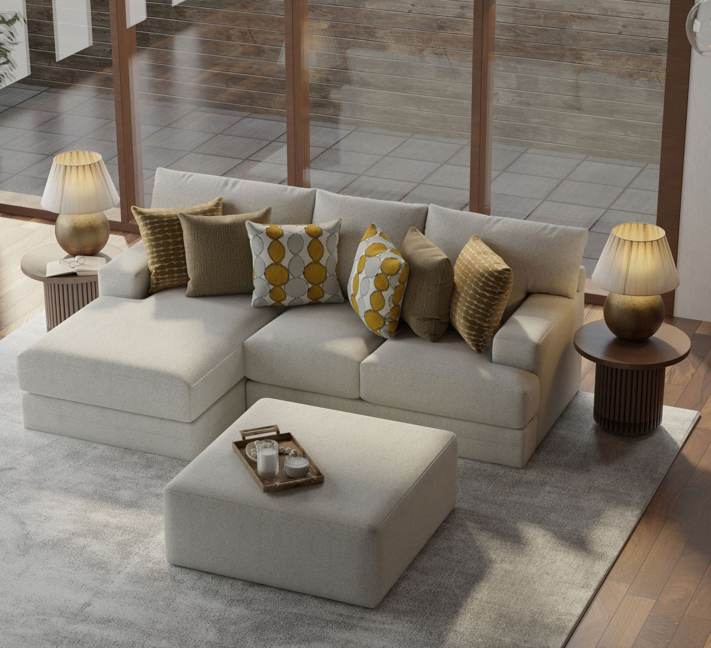 Tori - Sectional With Comfort Coil Seating, Cocktail Ottoman And Accent Pillows Included