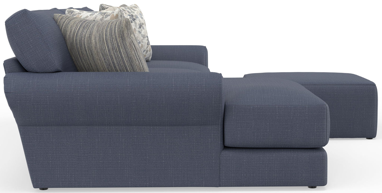 Cape May - Sofa Chaise With Comfort Coil Seating, 41" Cocktail Ottoman And 5 Accent Pillows Included