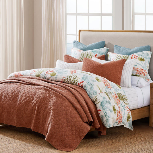 Oceania - King Comforter Set (Set of 3) - Coral