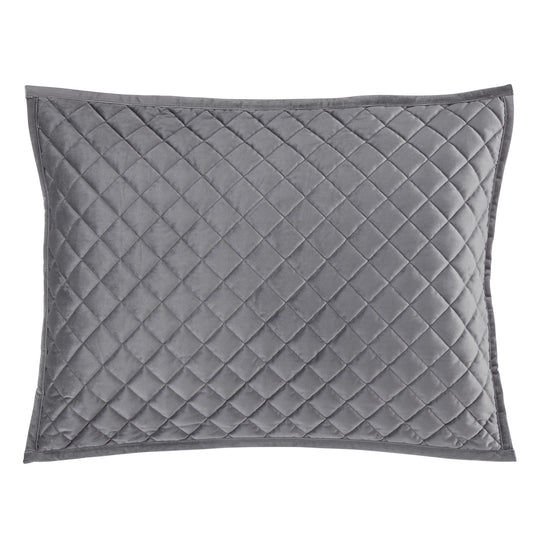 Velvet Diamond - Quilted Pillow Sham Set (Set of 2) - Gray