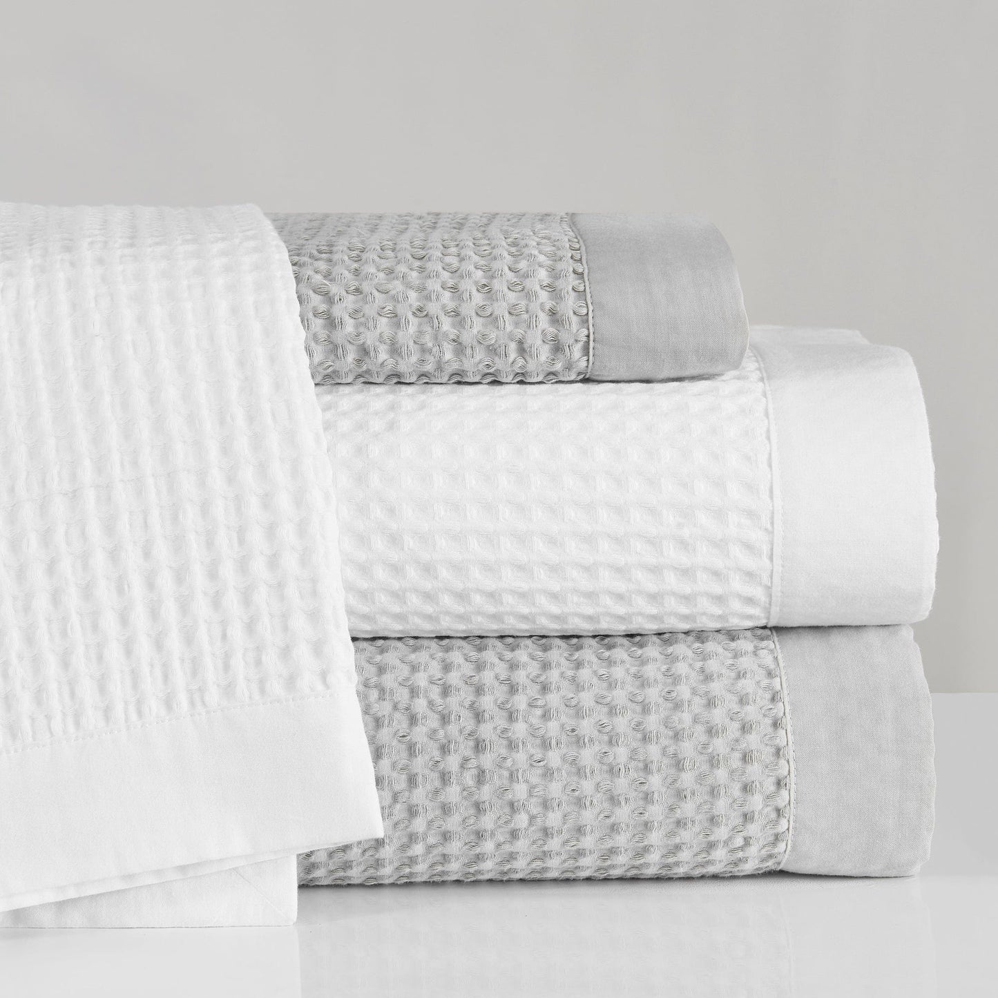 Stonewashed Cotton Waffle Weave - Full/Queen Coverlet Set (Set of 3) - Blush