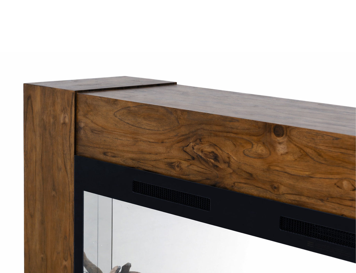 Natural Teca - Console 94" Electric Fireplace Compatible - Brown