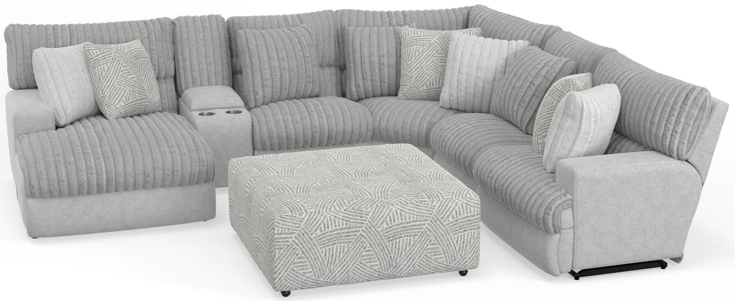 Abraxas - 6 Piece Power Reclining Sectional With Lay-Back Chaise, 2 Reclining Seats, And Included Cocktail Ottoman (LSF Chaise) - Moonstruck