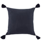 Luna - Washed Linen Tasseled Square Pillow - Navy