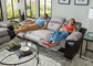 Felix - Sofa With 3 Recliners & Drop Down Table - Black / Granite