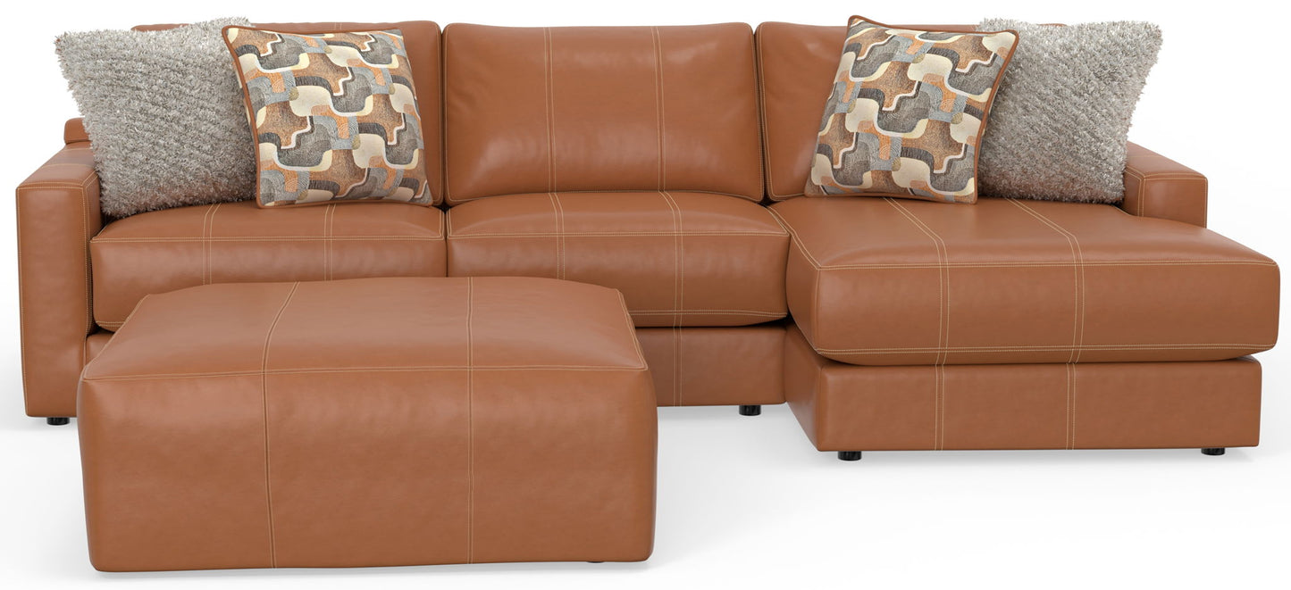 Minori - Italian Leather Sofa / Chaise And Cocktail Ottoman