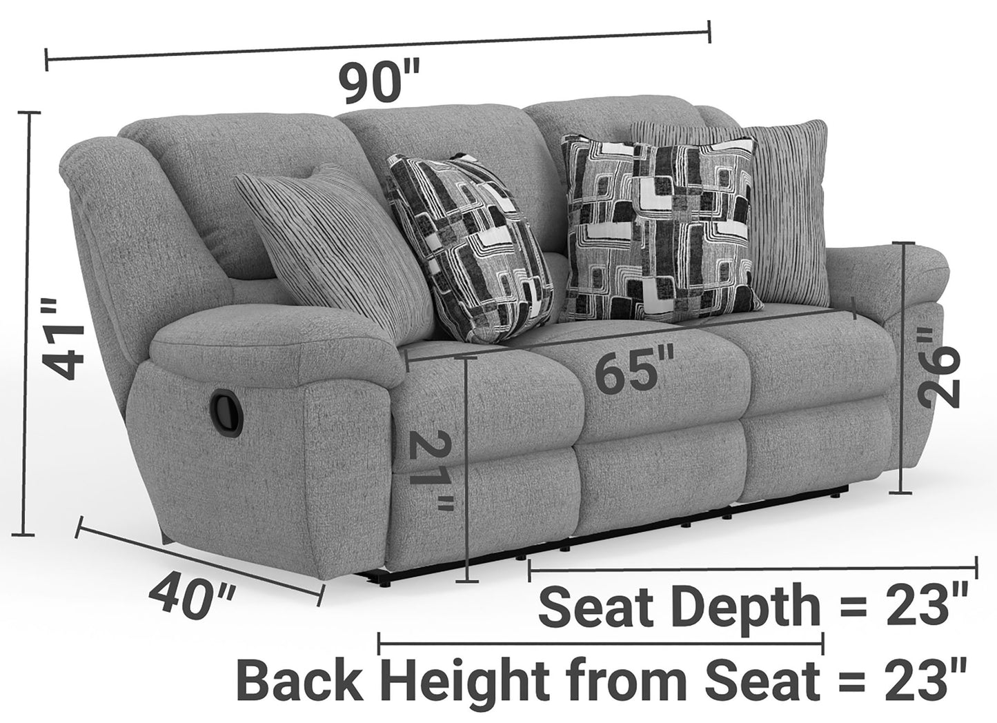 Trifecta - Sofa With 3 Recliners and Drop Down Table