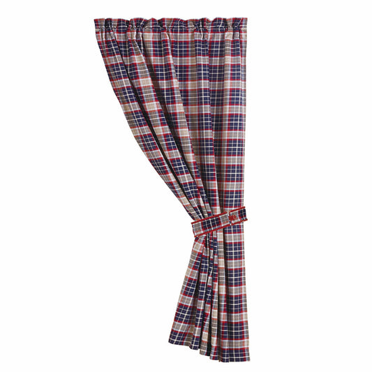 South Haven - Plaid Curtain With Tieback - Blue / Red