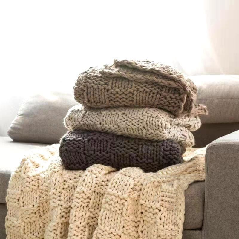 Chess Knit - Throw - Gray