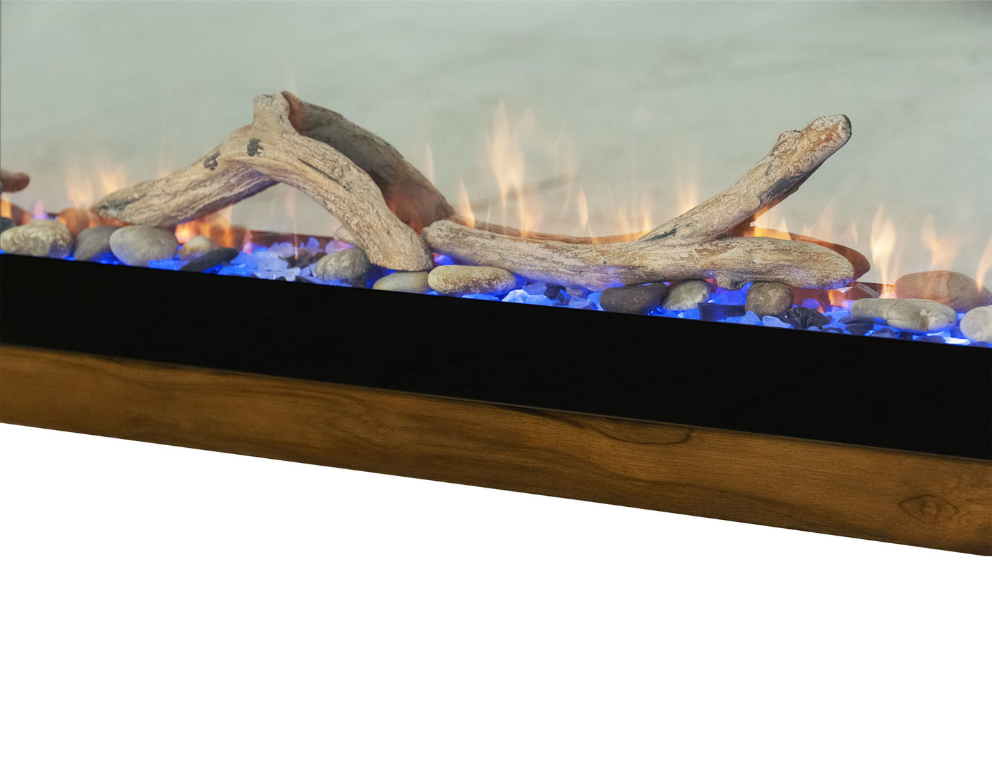 Natural Teca - Console 94" Electric Fireplace Compatible - Brown