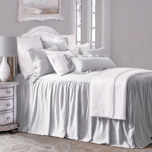 Luna - Twin Washed Linen Bedspread Set (Set of 2) - Light Gray