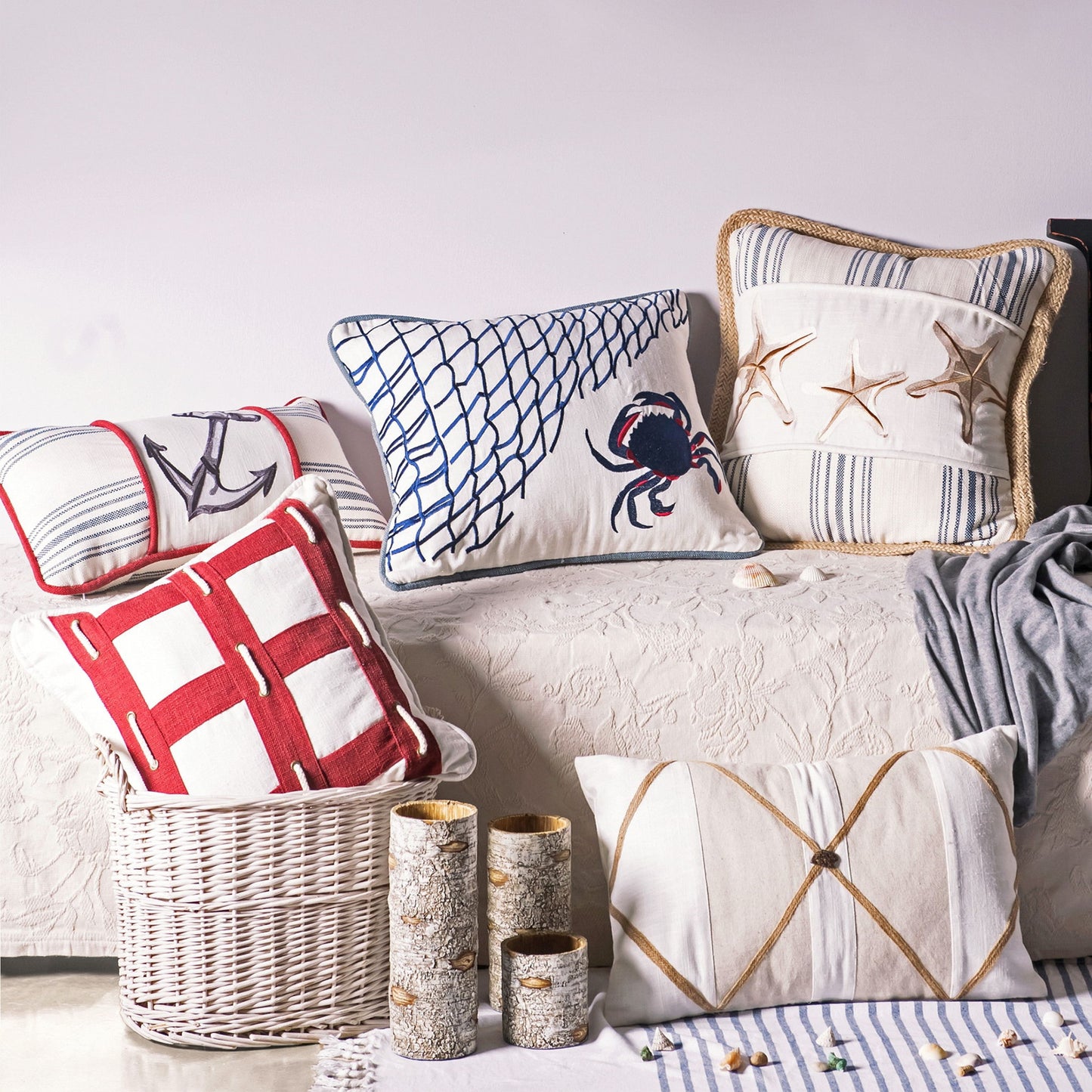Linen - Buttoned Pillow - Multi