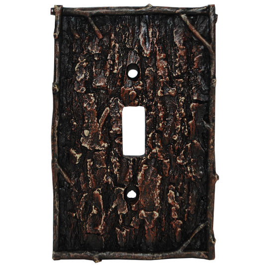 Pine Bark Switch Plate - 5" x 3.5" Pine Bark Single Wall Switch Plate  - Multi