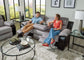 Felix - Sofa With 3 Recliners & Drop Down Table - Black / Granite