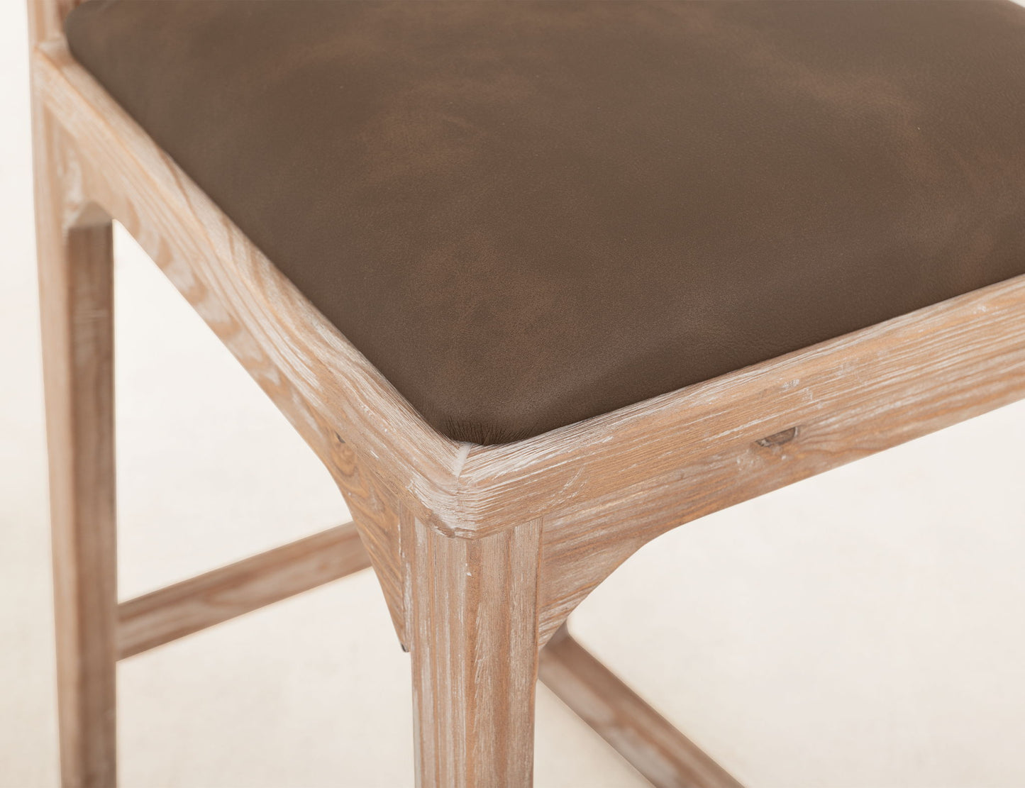 Balam - 30" Upholstered Barstool (Set of 2) - Light Brown / Dark Brown