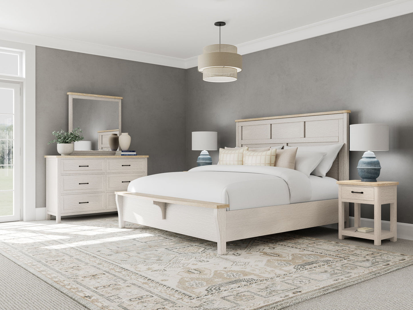 Glenndale - One Drawer Nightstand - Aged White / Wheat