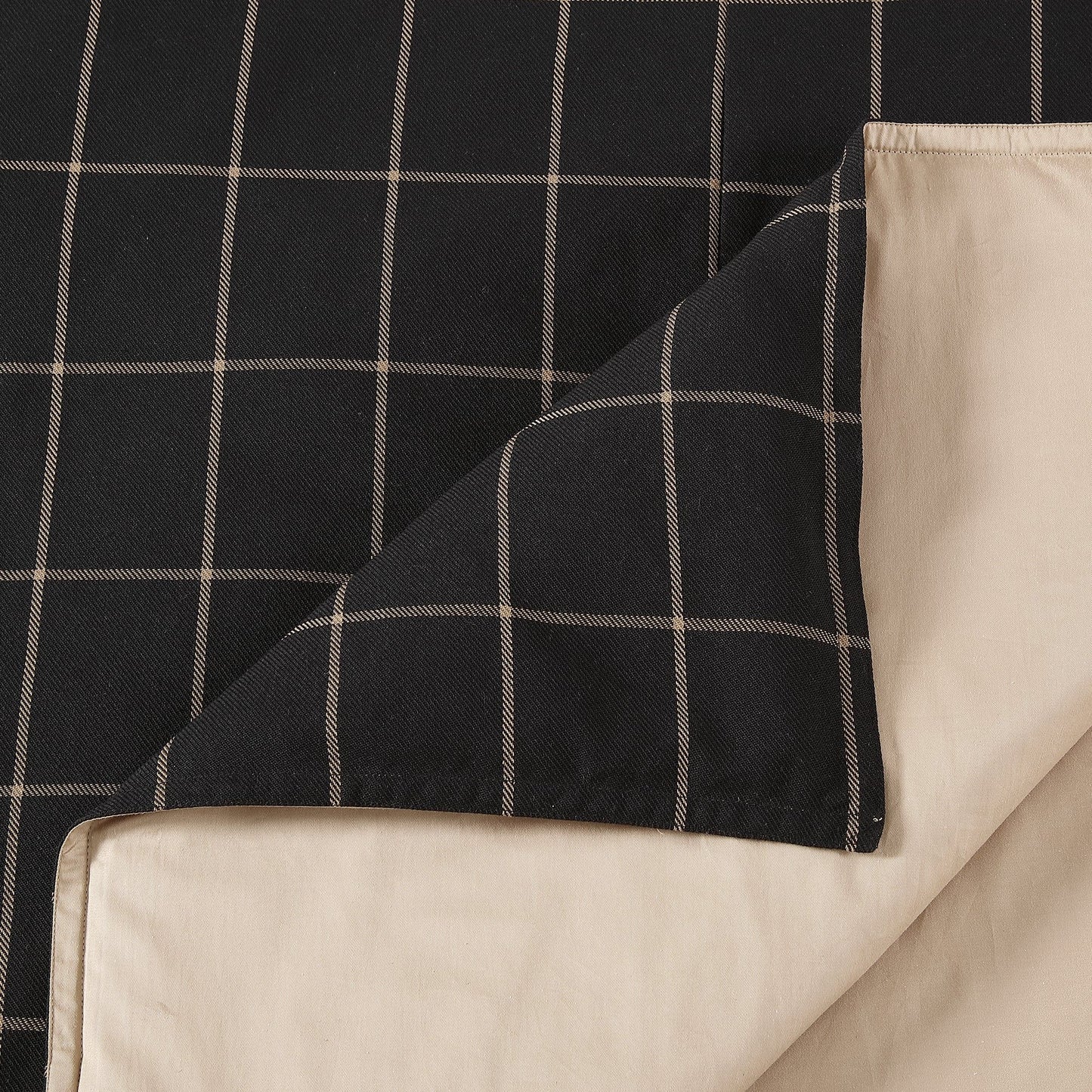 Windowpane - King Plaid Duvet Cover Set (Set of 3) - Black