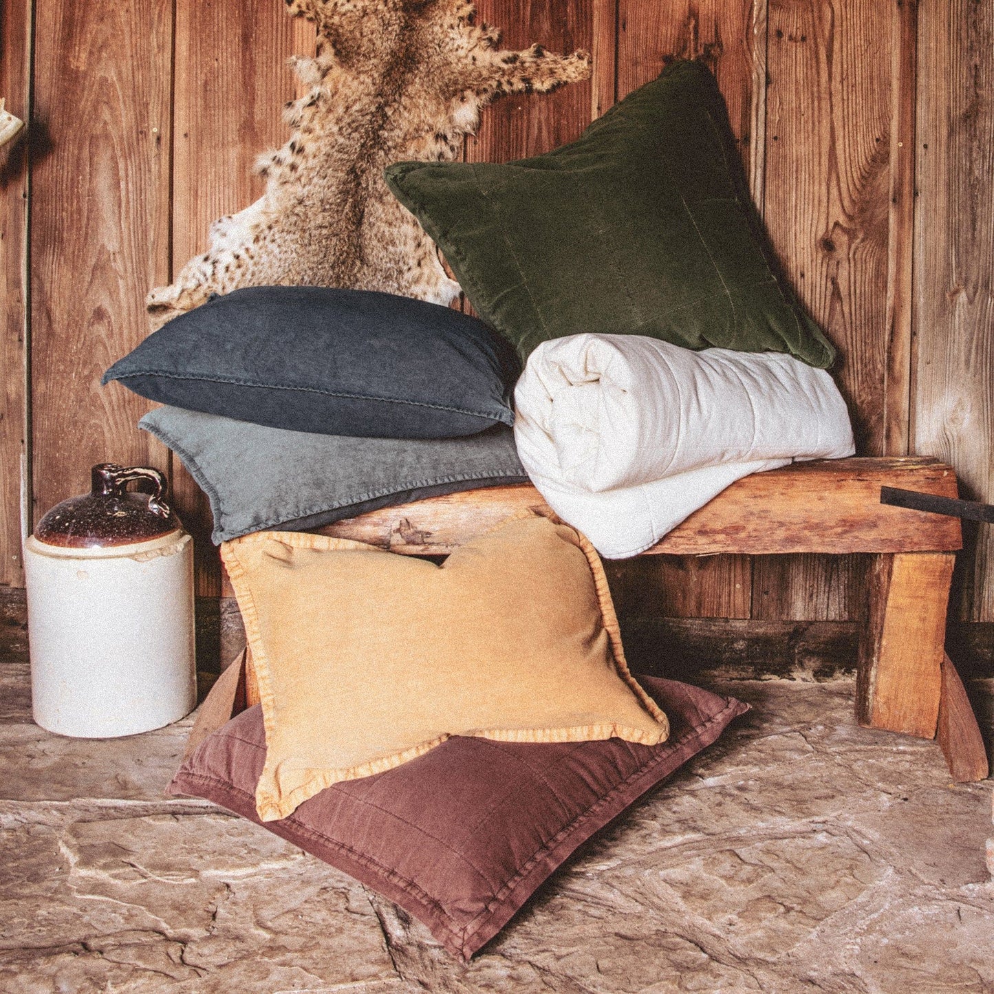 Cotton Canvas - Twin Stonewashed Coverlet Set (Set of 2) - Denim