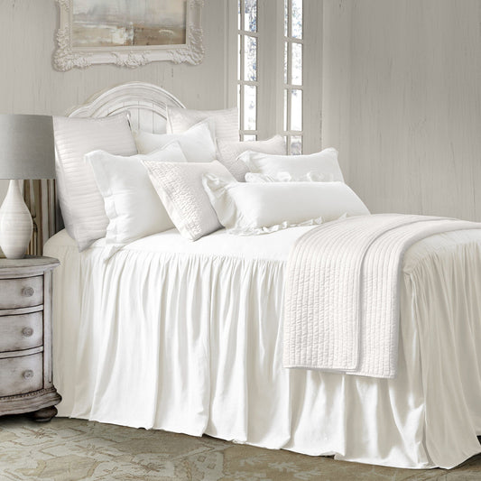 Luna - Twin Washed Linen Bedspread Set (Set of 2) - White