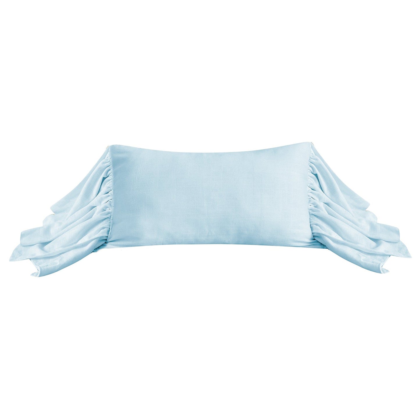 Luna - Washed Linen Long Ruffled Pillow - Light Blue