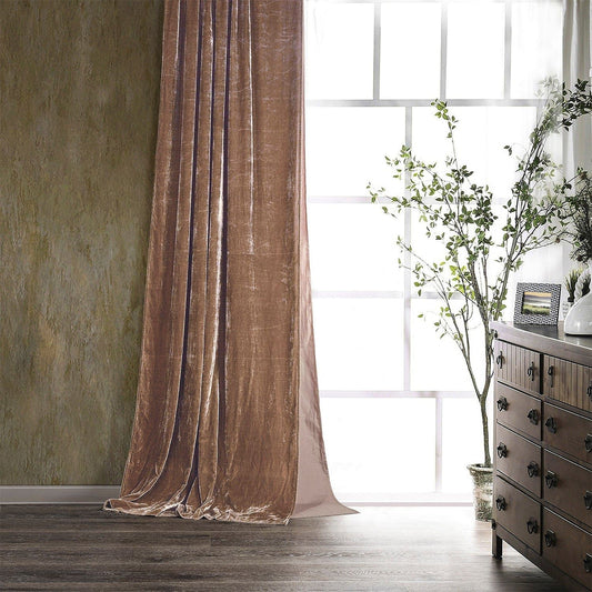 Stella - Faux Silk Velvet Curtain - Dusty Rose