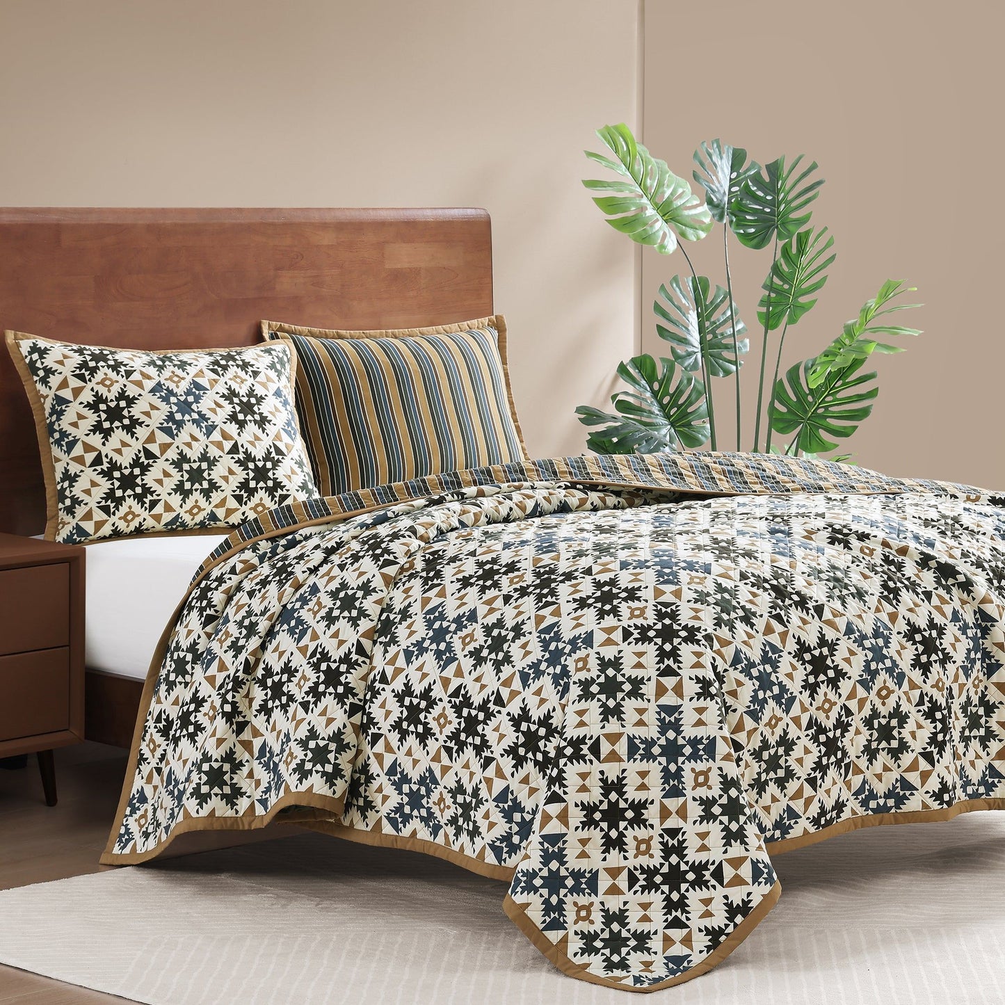 Mosaic - Twin Reversible Quilt Set (Set of 2) - Multi Color