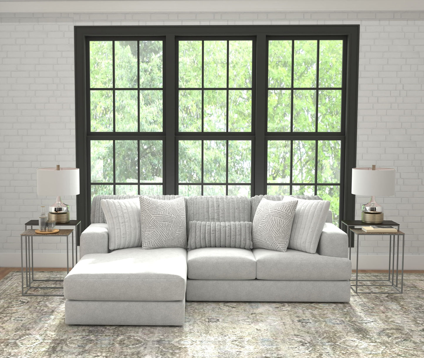 Logan - Upholstered Sectional With Comfort Coil Seating And Accent Pillows Included