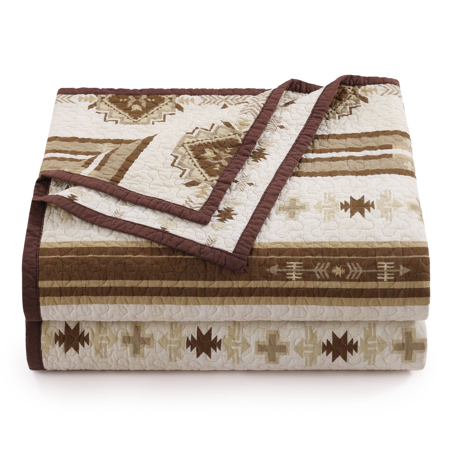 Dakota - Full/Queen Reversible Quilt Set With 2 Standard Shams (Set of 3) - Tan