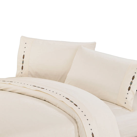 Socorro - King 350TC Embroidered Sheet Set (Set of 4) - Cream