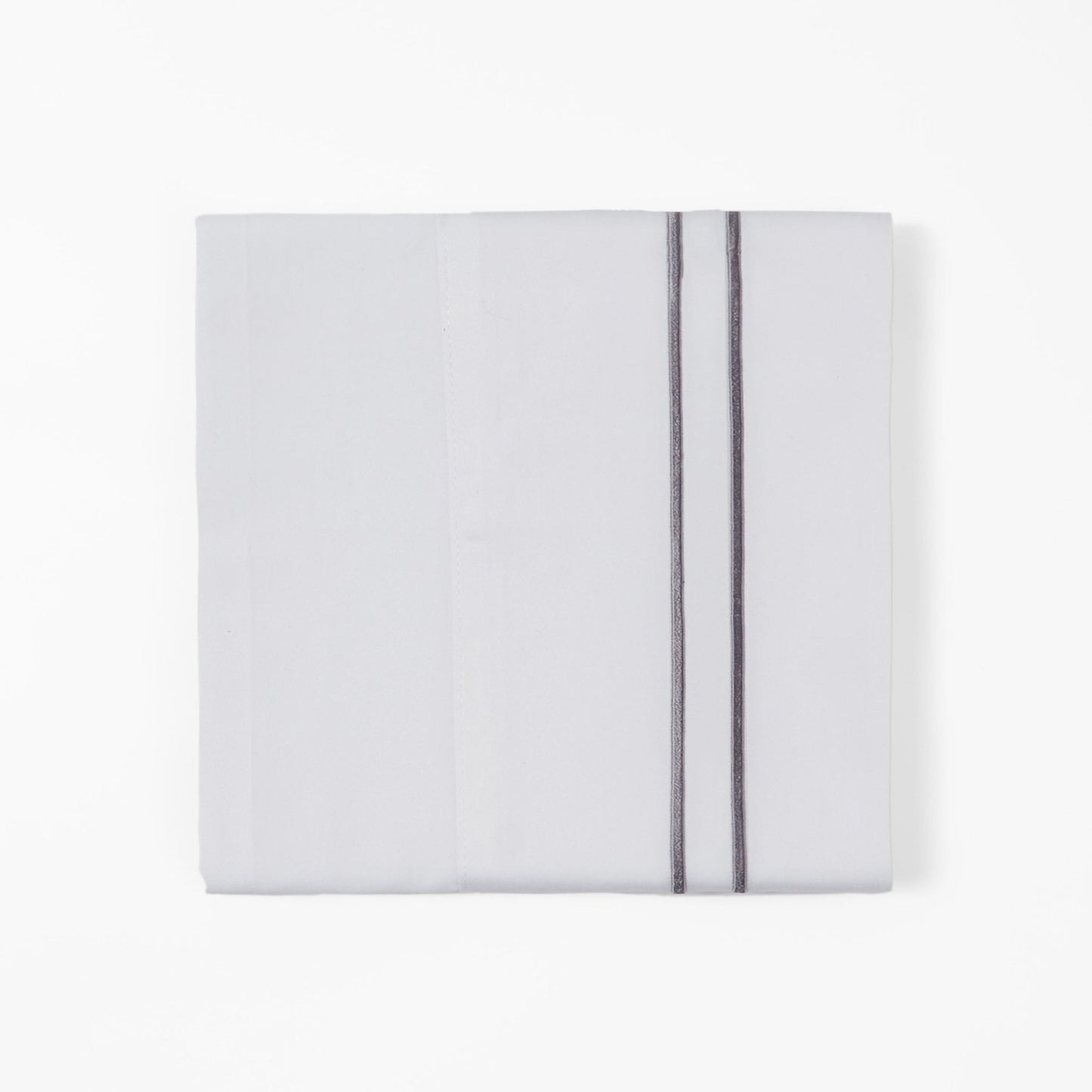 Stripe Sheet - Queen 350TC Embroidered Stripe Sheet Set (Set of 4) - White / Gray
