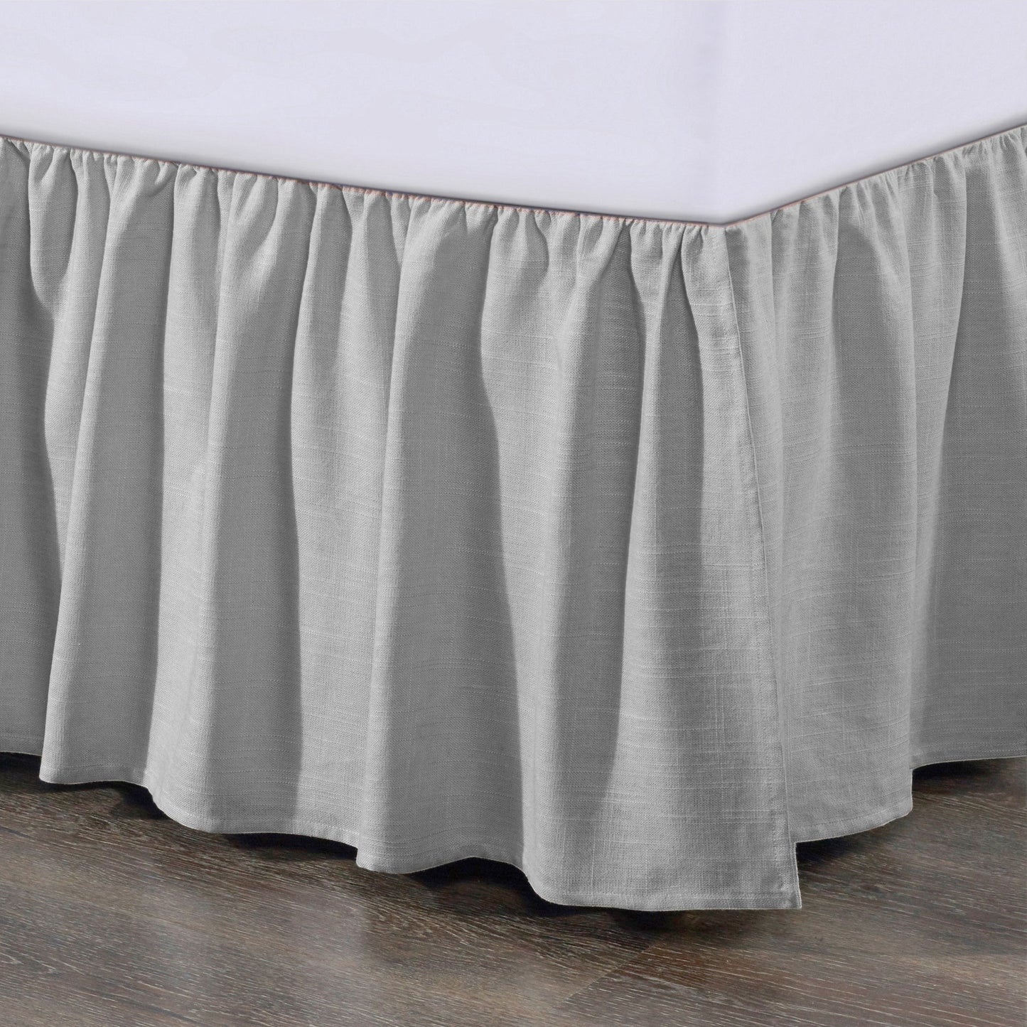 Lily - Queen Washed Linen Gathered Bed Skirt - Light Gray