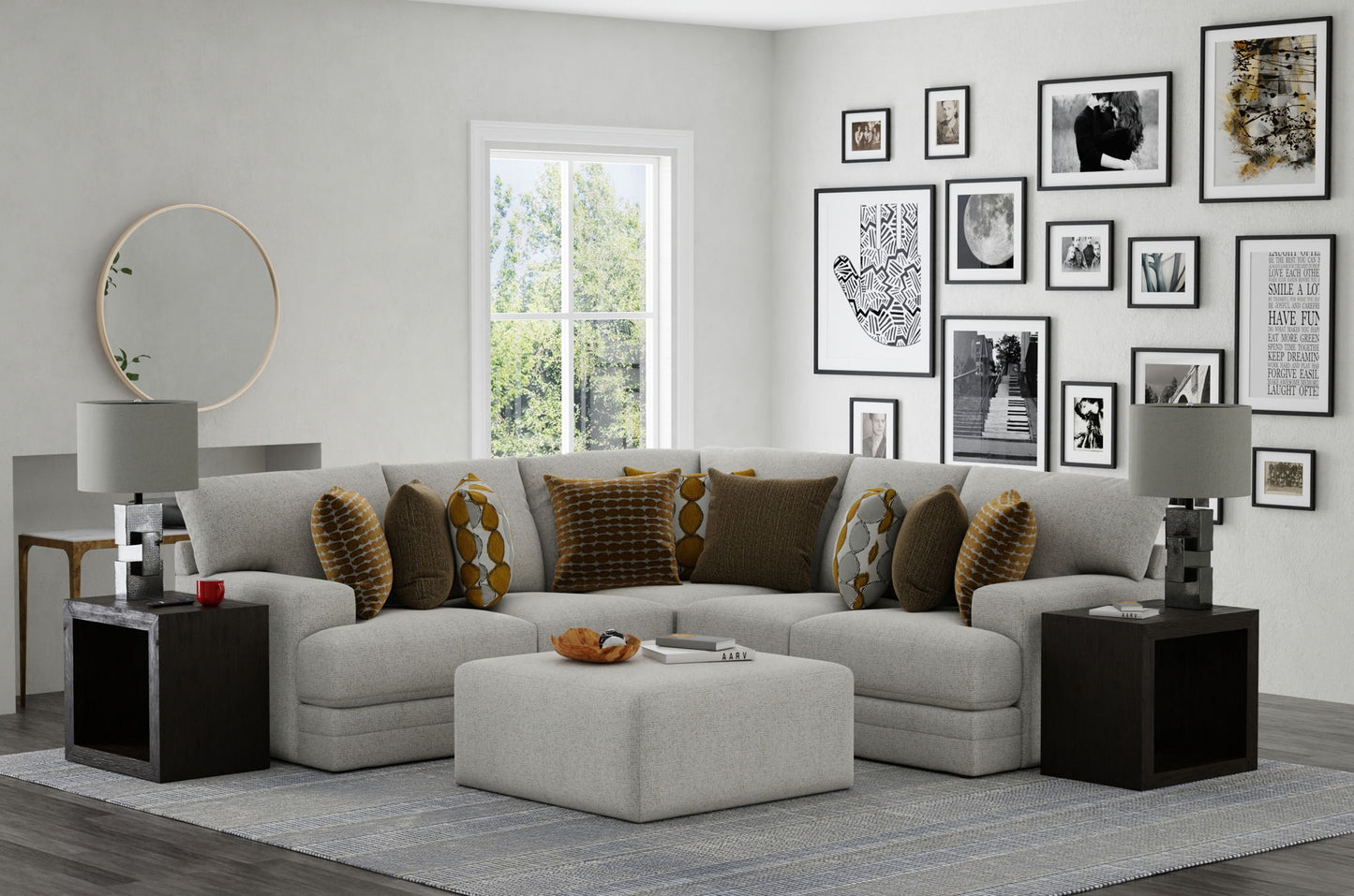 Tori - Sectional With Comfort Coil Seating, Cocktail Ottoman And Accent Pillows Included