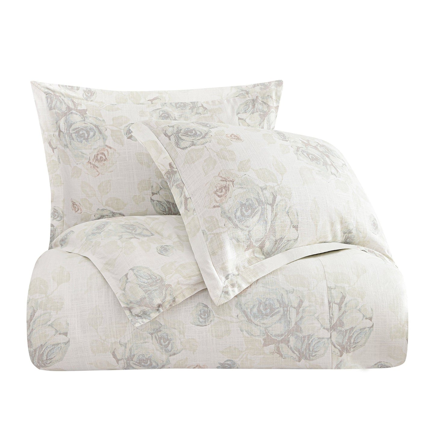 Rosaline - Queen Washed Linen Comforter Set (Set of 3) - White
