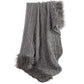 Nordic - Cable Knit & Mongolian Fur Oversized Throw Blanket - Gray