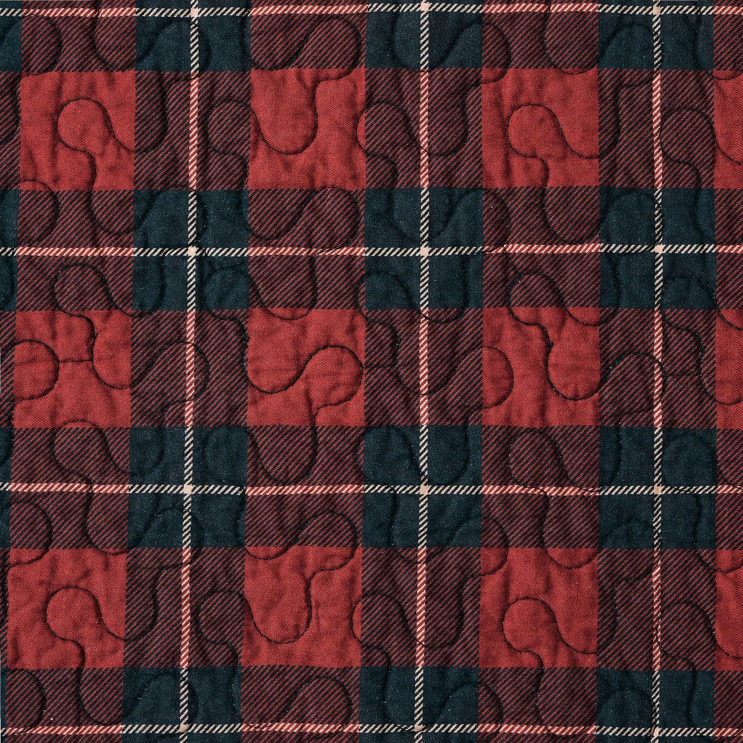 Woodland Plaid - King Reversible Quilt Set (Set of 3) - Red / Navy