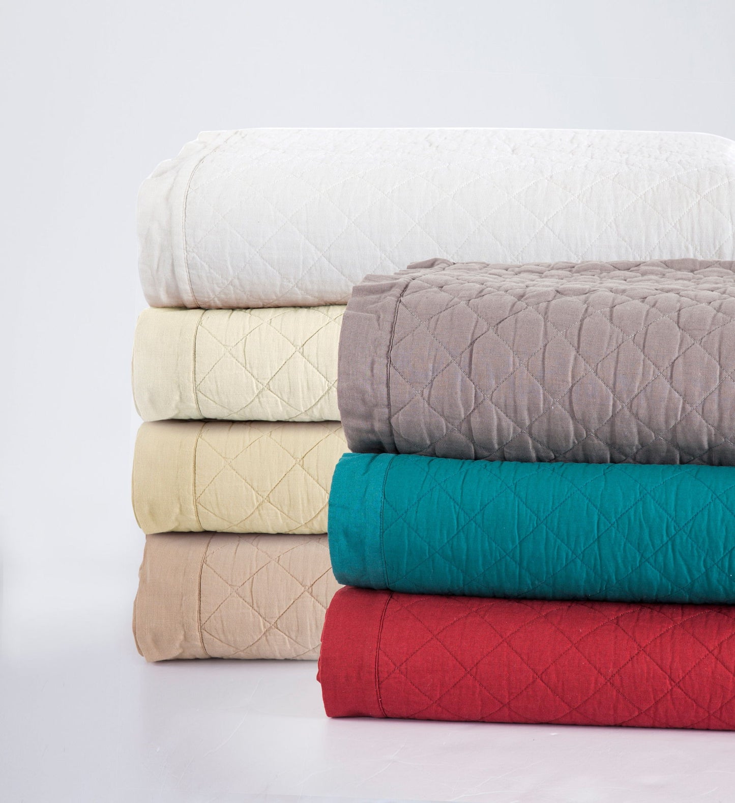 Diamond Linen - Full/Queen Linen Cotton Diamond Quilt - Khaki