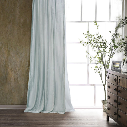 Stella - Faux Silk Velvet Curtain - Icy Blue