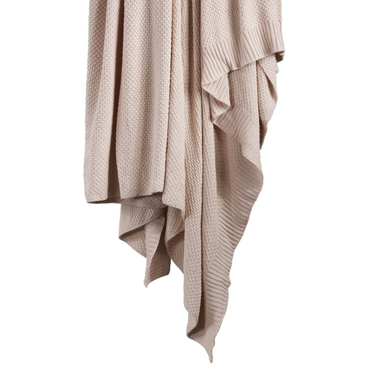Cotton Knit - Throw Blanket - Blush