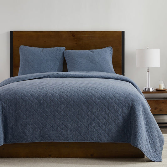 Cotton Gauze - Full/Queen Stonewashed Quilt Set (Set of 3) - French Blue